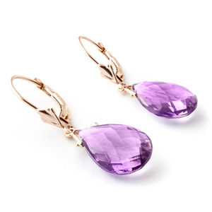 14K. GOLD LEVERBACK EARRING WITH BRIOLETTE AMETHYSTS (Rose Gold)